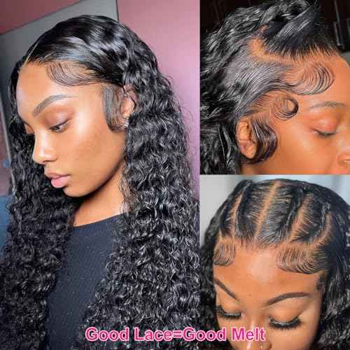 30 Inch Lace Front Wig Human Hair Pre Plucked 13x4 Transparent HD Lace Frontal Wigs Human Hair Deep Wave Lace Front Wigs Human Hair 180% Density Curly Wigs for Black Women