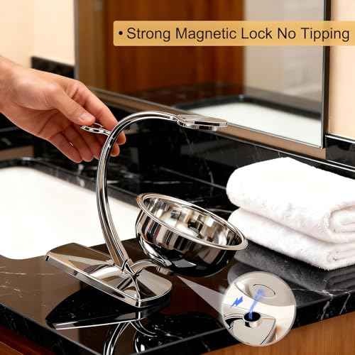 GRUTTI Premium Shaving Kit for Men, 4 in 1 Shaving Set Includes having Stand & Soap Bowl &Brush, Deluxe Safety Mens Razor Holder with Non Slip Base Shaving Kit for Fusion 5