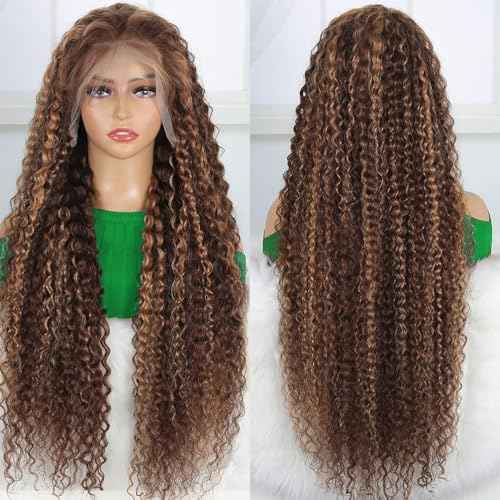 Highlight Ombre Deep Wave Lace Front Wigs Human Hair 13x6 Honey Blonde Wig Human Hair 4/27 Hd Lace Frontal Wigs Wet And Wavy Curly Glueless Wig 24inch