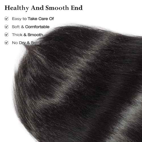 ASHINE Human Hair Bundles Body Wave Straight, Unprocessed Cambodian Raw Hair Bundles for Women Natural Black 14 16 18 Inch, Keep Soft and Silky After Multiple Washes