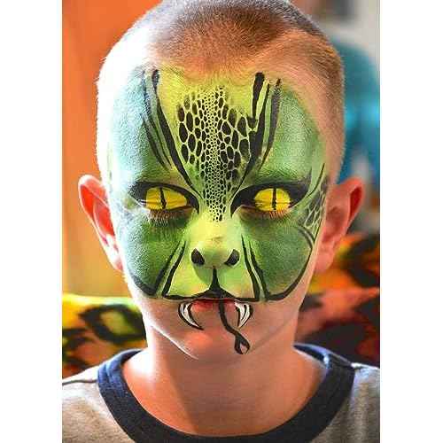 CCbeauty Ogre Green Face Paint Stick,Face Painting Kit,Professional Body Paint,Non Toxic SFX Makeup For Shrek Disgust Goblin Halloween Costume Cosplay,Full Coverage Painting Foundation + Makeup Sponge