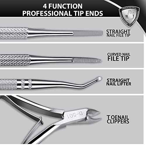 Teenitor Ingrown Toenail Tool, Pedicure Tools for Feet, Stainless Steel Ingrown Toenail Clippers, Ingrown Toenail File and Lifters