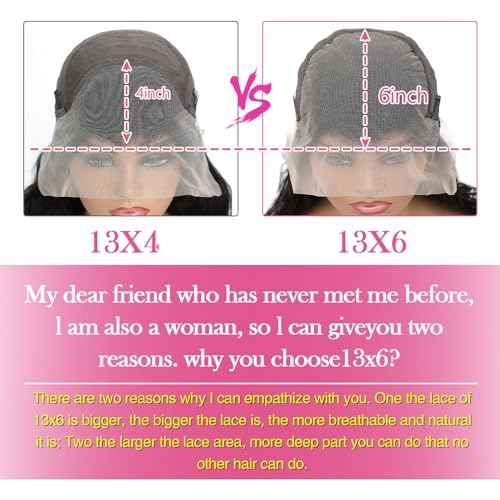 13x6 Lace Front Wigs Human Hair Pre Plucked 200% Density Body Wave HD Lace Front Wigs Human Hair Transparent Frontal Glueless Wigs Virgin Human Hair with Baby Hair for Women Natural Black 30 Inch