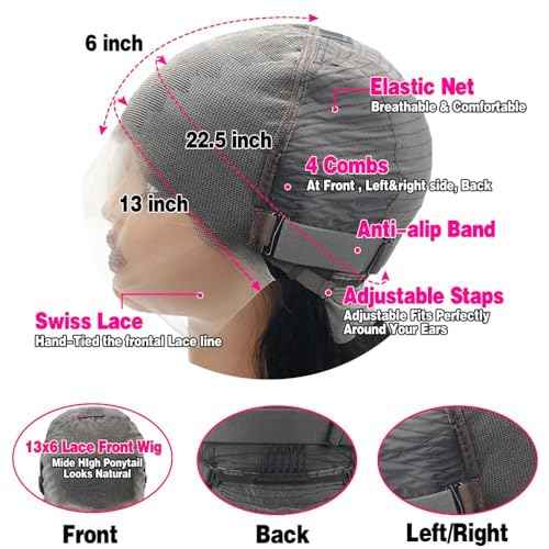 Lzlefho 26 Inch 13x6 Body Wave Lace Front Wigs Human Hair Pre Plucked 250% Density HD Lace Frontal Wig Human Hair For Women Body Wave Glueless Wigs With Baby Hair
