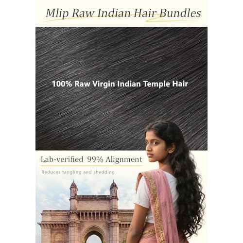 mlip Raw Indian Hair Bundle Straight, Enhanced Quality Bundle, 18A Virgin Hair 18 inches, No Tangle Shedding, Triple the Lifespan, Keep Texture Silky Soft After Multiple Washes, Natural Color