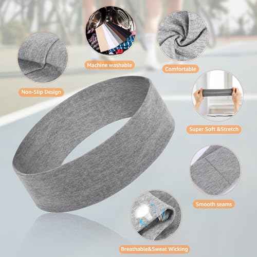 Headbands for Women, Stretchy Non Slip Soft Cotton Cloth Hair Bands for Sports, Workout, Yoga and Running, 7pcs