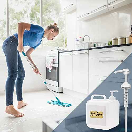 24 Pack Gallon Jug Pump Dispenser 38-400 White Pump - 7cc Lotion Shampoo Pump Top Replacement, Fits 1 Gallon Bottle 64oz 128oz Hand Sanitizer Containers, Plus Labels