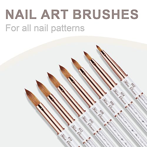 Shine Chance Acrylic Nail Brush Size 4, 100% Real Kolinsky Art Nail Brush for Acrylic Powder Application, Handmade Women Manicure Nail Extension Tool for Professional DIY Home Salon and Beginners