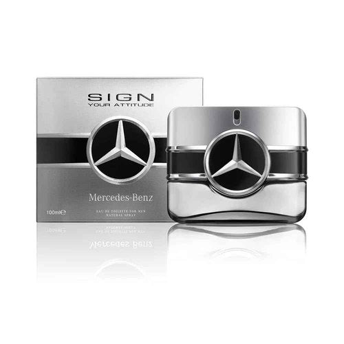 Mercedes Benz Sign Your Attitude Eau De Toilette Perfume Spray for Men - Cologne for Man - Luxury Long Lasting Fragrance with Notes Of Ginger, Nutmeg & Amber wood - 3.4 Fl Oz