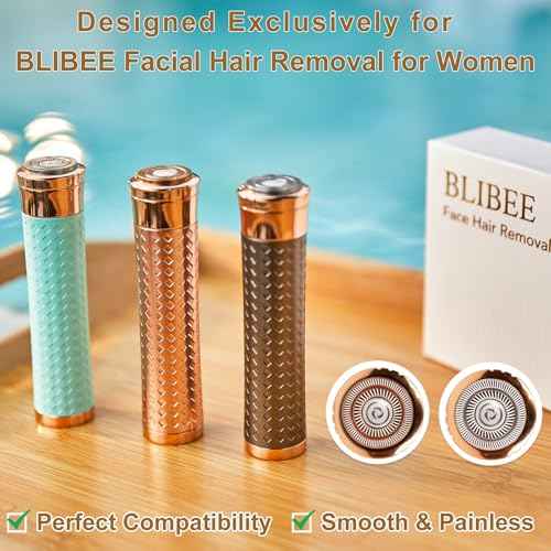 Hypoallergenic Replacement Heads & Blades for Facial Hair Remover, 2-Color 4-Pack, Perfect Fit for Women's BLIBEE Hair Removal Device, Sensitive Skin Safe