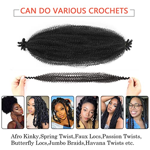 Anemoi Marley Twist Braiding Hair, 10 Inch 4 Packs Springy Afro Kinky Twist Hair For Braiding,Black Pre-Fluffed Spring Twist Hair, Twisted Up Marley Hair For Women Crochet Braids(10inch,4packs,1B#)