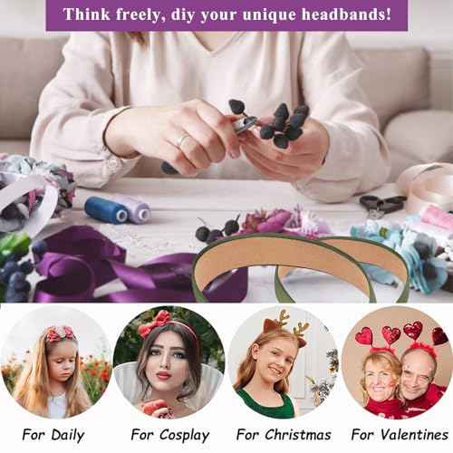 Wecoe Olive Green Headband 1.2 Inch Wide Silk Satin Headband Women Non Slip Fashion Plain Solid Hair Band DIY St Patrick's Day Christmas Hair Accessories for Women Girls Diademas Para Mujer Gifts