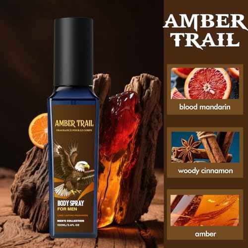 CLESH Fragrance Mist, Body Spray for Men, 3.4 Fl Oz, 3 Pack, Noir Wave, Oud Dynasty, Amber Trail, Long Lasting Mens Body Spray