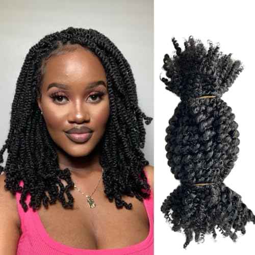 Afro Kinky Curly Springy Twist Double Drawn Bulk Human Hair Braiding Hair for Dreadlock Hair Pre-Separated Hair Extensions Natural Color 14Inch 200g
