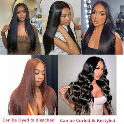 Brazilian Virgin Straight Hair Bundles 100% Unprocessed Virgin Human Hair Weave Bundles Human Hair Extension Double Weft Natural Color Straight Hair Bundles(24 26 28 Inch)