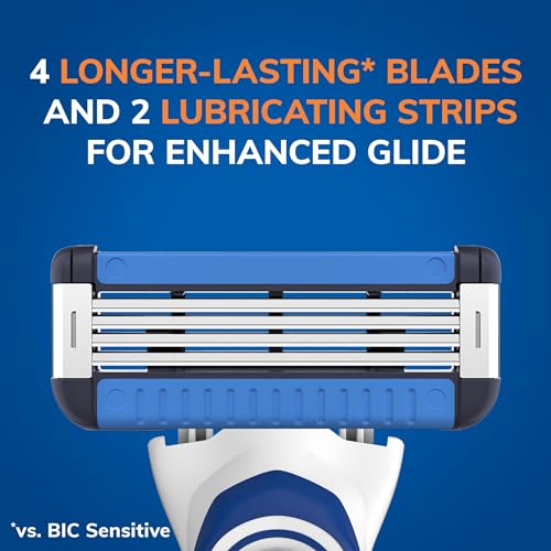BIC EasyRinse Anti-Clogging, Refillable Men's Razors With 4 Blades, 1 Handle and 9 Refill Razor Cartridges Razor Kit