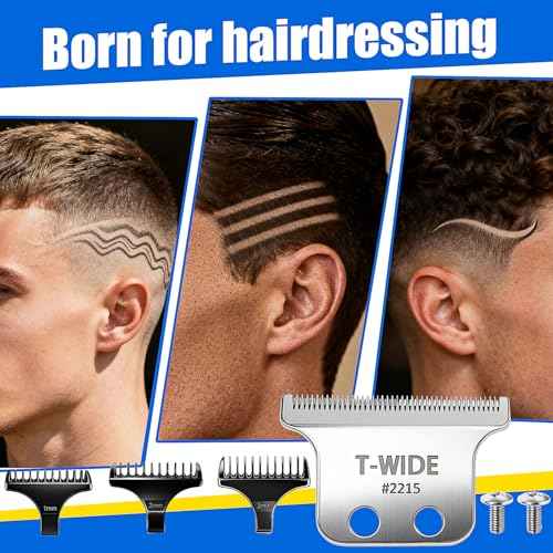 2215 Replacement T Wide Blades Compatible with Wahl 5 Star Detailer Li Trimmer(8081) and (8171) - Adjustable Stainless-steel Zero-Gap Trimmer Blade £¨1PC-silver)