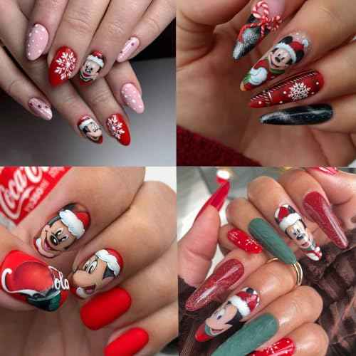 Christmas Cute Nail Art Stickers - 3D Self Adhesive Cartoon Nail Decals - Kawaii Design - 6 Sheets