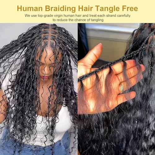 Human Braiding Hair For Boho Braids Human Curly Braiding Hair Bulk Human Hair For Braiding No Weft Human Hair Bundles For Braiding 100% Human Hair 1 Pack-2 Bundles 100g