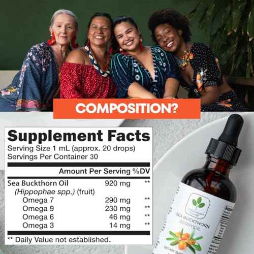 Sea Buckthorn Oil - 1 fl oz Cold-Pressed Sea Buckthorn Berry Oil - Seabuckthorn for Face, Hair, Body & Supplement