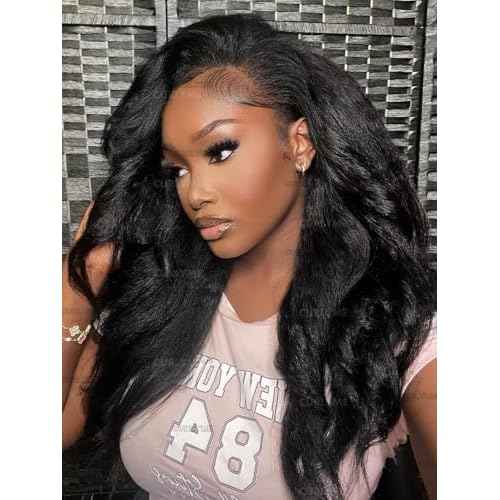 Curlyme Half Wig Human Hair Flip Over Kinky Straight Drawstring Human Hair No Lace Glueless Invisible Hairline Beginner Friendly Wear Go Wig For Women Clip In 195% Density 20 Inch
