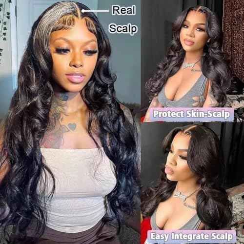 V Part Wig Human Hair Body Wave Upgrade U Part Human Hair Wig Beginner Friendly Clip In V Shape Wigs for Women Natural Black Color 16 Inch