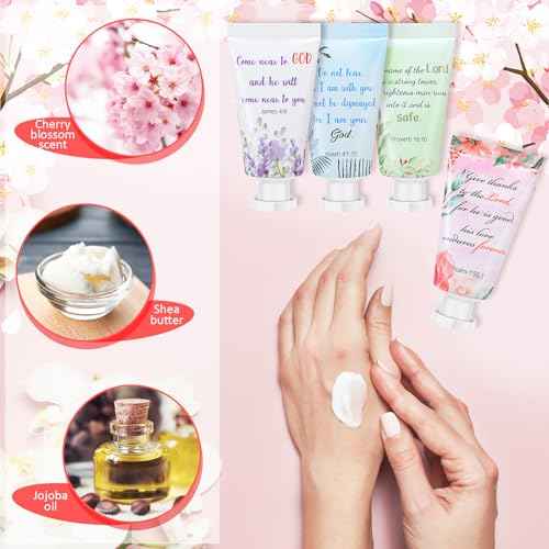 Landhoow 24 Pack Christmas Christian Hand Cream Bulk for Women Thanksgiving Bible Travel Hand Lotion Set Religious Bible Verse Gift for Employee Coworker Team Church Wedding Homeless