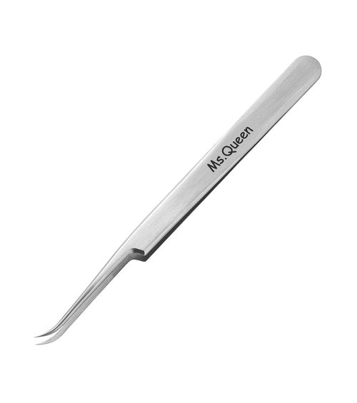 Ms.Queen Eyelash Extension Tweezers,Professional Curved Pointed Isolation Tweezers for Classic Individual Volume Mink Lash Extensions