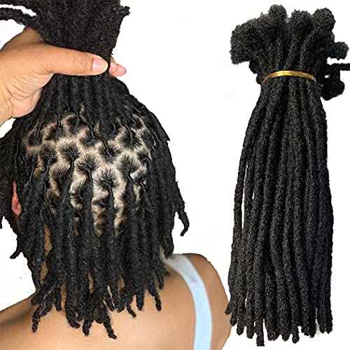 BESHINNAAUL Human Hair Handmade Permanent Dreadlocks Natural Black #1B Locs extension Small Size(diameter 0.4cm) 12inch 40 Strands/Pack