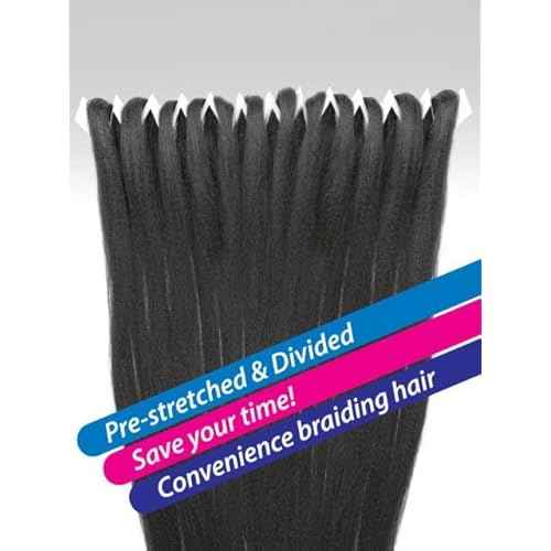MULTI-PACK DEAL 3PACK! Janet Collection Nala Tress 3X EZ SPLIT Pre-Sectioned Pre-Stretched Braid Knotless Extremely light weight 36Inch 9Bundles (36¡±, COLOR #1B)