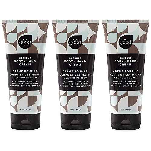 All Good Hand & Body Lotion - Moisturizing Organic Lotion, Essential Oils, Calendula, Cocoa Butter, Coconut & Rose Hip Oil, Non GMO, Vegan (3-Pack)(Coconut)