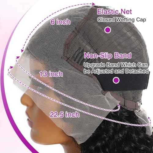 Deep Wave Lace Frontal Wigs Human Hair Pre Plucked Wet and Wavy 13X6 Lace Front Wigs Human Hair Glueless Brazilian Natural Black Deep Curly Wigs for Black Women 210% Density 18Inch