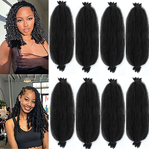 Springy Afro Twist Hair 8Packs 18inch Pre-Separated Springy Afro Twist Hair Crochet Braiding Hair Synthetic Marley Twist Braids Hair Extensions for Black Women(10 Strands/Pack,613#)