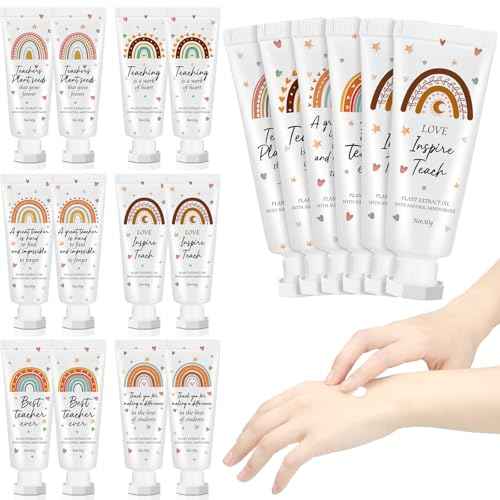 12 Pcs Christmas Teacher Appreciation Gift Bulk Hand Cream Boho Rainbow Employee Staff Appreciation Hand Lotion Teacher Team Thank You Gift Bulk for Christmas Thanksgiving Party Favor Stuffers