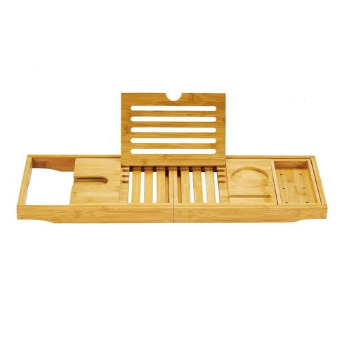 my novel things Bathtub Tray, Foldable Bath Tray for tub, Bamboo Bathtub Trays for tub, Luxurious Bath Accessories with Wine, Book & Tablet Holder - Expandable Size Fits Most Tubs - Wedding Gifts