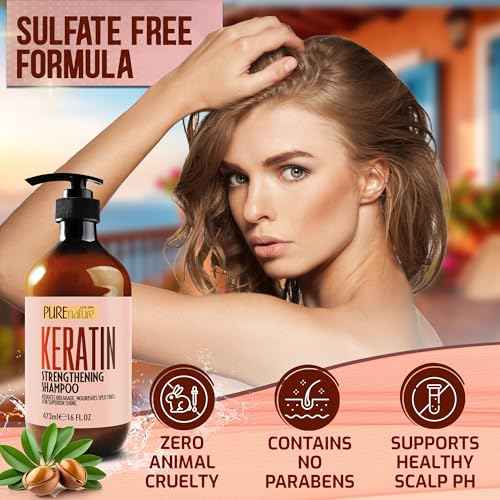 Keratin Shampoo - Sulfate Free, Strengthening Formula - Repair Damaged and Dry Hair - Products for Women and Men - For Thinning Hair - 16 Fl Oz