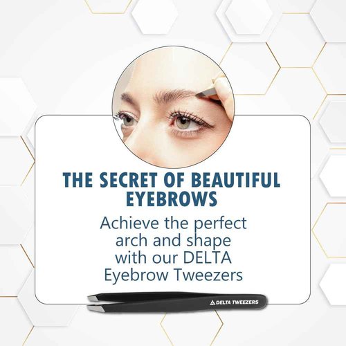 Delta Tweezer Eyebrow Tweezers for Women Facial Hair Pinzas Para Cejas Professional Stainless Steel Ingrown Facial Hair Removal Tweezer Men & Beauty & Personal Care Tools (1, Black)