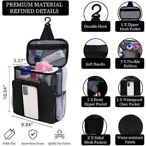 Mesh Shower Caddy,Portable HangingTravel Toiletry Bag Dorm Room Essentials for College Students Girls,Large Makeup Organizer for Full-Sized Toiletries,Travel Essentials for Women Girls Camping Beach