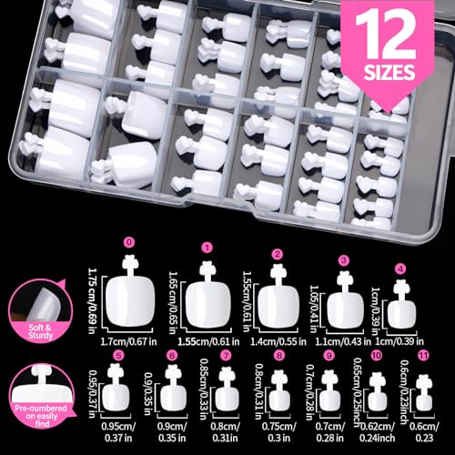Teenitor White Press on Toenails for Women with Nail Glue, 120pcs White Toe Nail Press ons Acrylic Toenail Kit, Toe Nail Tips Square, Fake Toe Nails Glue on Toe, False Toenails for Missing Toenail