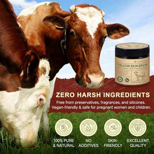 Beef Tallow for Skin & Face Cream with Castor Oil and Frankincense,120g,Organic Natural 100% Grass Fed,Whipped Beef Tallow Balm Deeply Moisturizing for Face & Body Care,4.2 oz