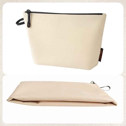IMWECA Lightweight Makeup Bag Waterproof Travel Toiletry Bag for Women and men,Beige Quilted Cosmetic Bag Organizer Bag