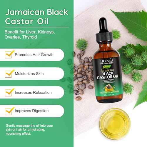 Tiuedu Jamaican Black Castor Oil for Hair Growth,Thicker Eyelashes & Eyebrows,Castor Oil for Hair,Face,Body & Skin,100% Pure Cold Pressed Black Castor Oil,Hair Nourishing Oil,Massage Oils