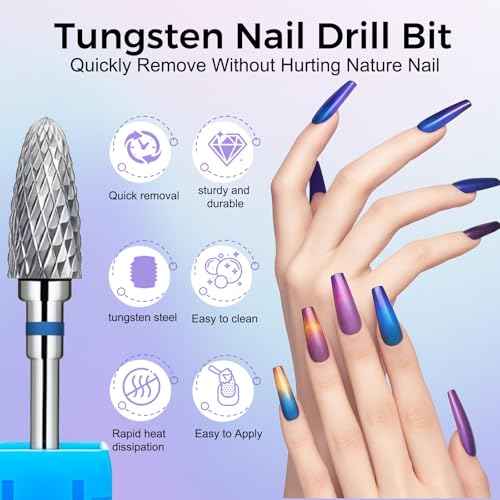 Fantexy 3/32" Carbide Nail Drill Bit - Remove Acrylic Hard Gels Quickly and Safely,Professional Cone Tungsten Drill Bits Set Nail File Acrylic for Manicure,Pedicure,Cuticle Cleaner (Medium - M)