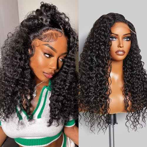 20 Inch 13x6 Deep Wave Lace Front Wigs Human Hair Wig for Women 12A 200% Density HD Lace Front Wigs Human Hair Pre Plucked with Baby Hair Natural Black