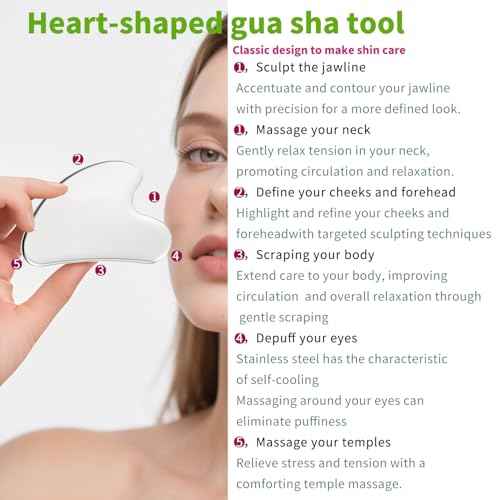 Stainless Steel GuaSha & Eye Cream Applicator Facial Tools, Metal Guasha for Face Neck, Eye Massager Tool, Lymphatic Drainage Face Massage Tool, Skin Care Gift