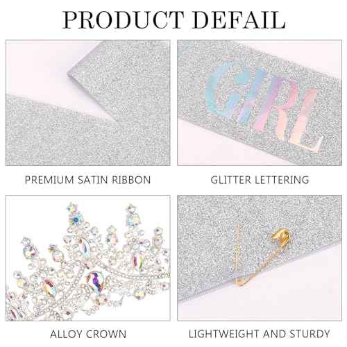 COCIDE "BIRTHDAY GIRL Birthday Sash and Crowns for Women Crystal Birthday Sashes for Women Party Decoration for Happy Birthday Gift Accessory