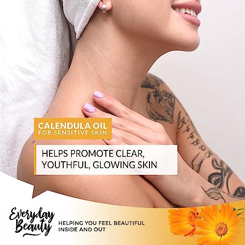 Organic Calendula Oil For Sensitive Skin -Bulk 8 Fl Oz- USDA Organic Certified 100% All Natural Plant Based, Lightweight & Unscented Gentle Soothing Oil For Sensitive Skin - For Face, Skin & All Over