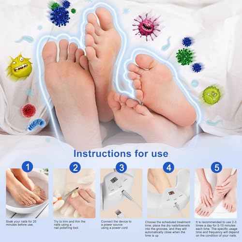 Dispositivo de limpieza de hongos de u?as, dispositivo de l?mpara de hongos de u?as plegables adecuado para m?ltiples u?as y u?as de los pies, tratamiento simple y eficaz en casa