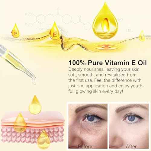WHLH & WELL-BEING Pure Vitamin E Oil for Skin Face Hair Scars, Blend 75,000 IU, Moisturizing Dry Skin Winkles Hair and Scalp Pack of 2