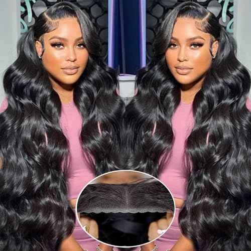 5x5 HD Lace Closure Wigs Human Hair Pre Plucked with Baby Hair Pre Cut Lace Glueless Wig Wear and Go 3 Seconds Body Wave Lace Closure Wig with Natural Hairline 200% Density (Natural color, 26 Inch)